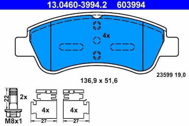 Bremžu uzliku kompl., Disku bremzes ATE 13.0460-3994.2 1