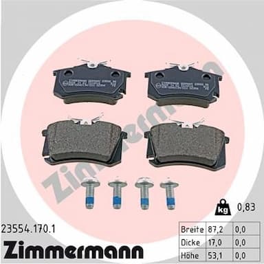 Bremžu uzliku kompl., Disku bremzes ZIMMERMANN 23554.170.1 1