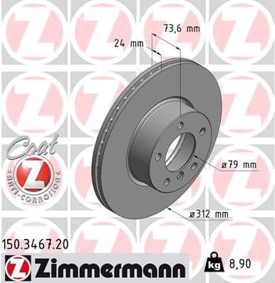 Bremžu diski ZIMMERMANN 150.3467.20 1