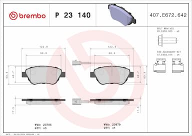 Bremžu uzliku kompl., Disku bremzes BREMBO P 23 140 1