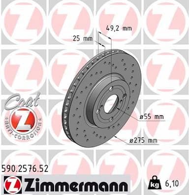 Bremžu diski ZIMMERMANN 590.2576.52 1