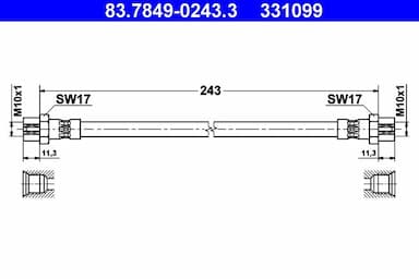 Bremžu šļūtene ATE 83.7849-0243.3 1