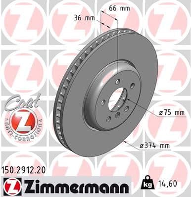 Bremžu diski ZIMMERMANN 150.2912.20 1