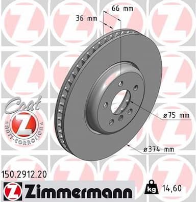 Bremžu diski ZIMMERMANN 150.2912.20 1