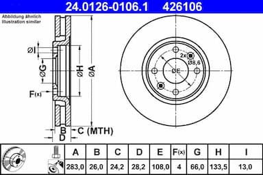 Bremžu diski ATE 24.0126-0106.1 1