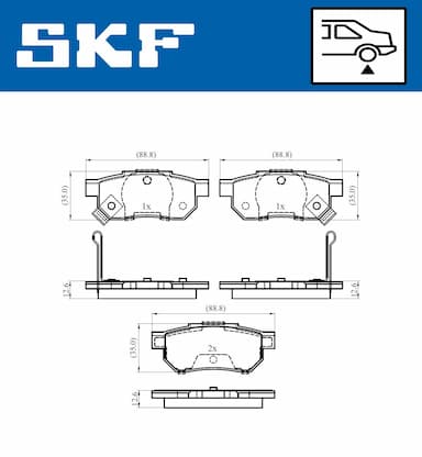 Bremžu uzliku kompl., Disku bremzes SKF VKBP 90624 A 2