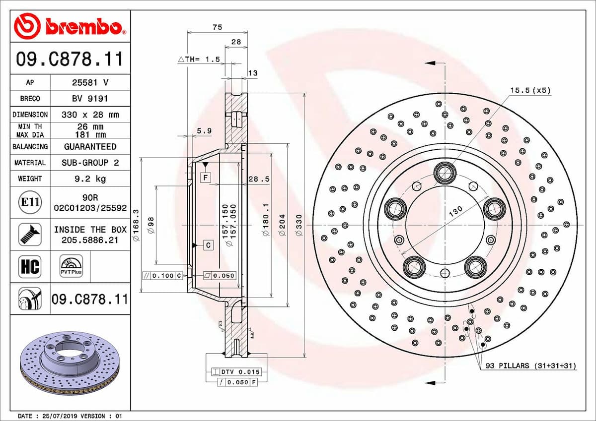 Bremžu diski BREMBO 09.C878.11 1