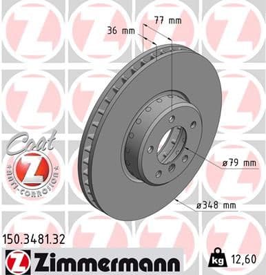 Bremžu diski ZIMMERMANN 150.3481.32 1