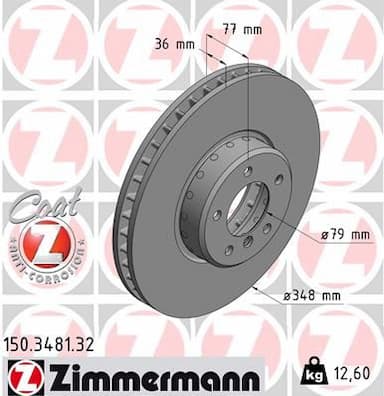 Bremžu diski ZIMMERMANN 150.3481.32 1