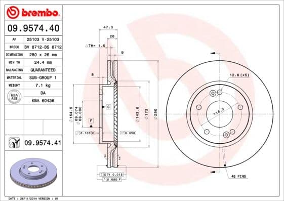 Bremžu diski BREMBO 09.9574.41 1