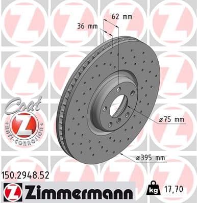 Bremžu diski ZIMMERMANN 150.2948.52 1