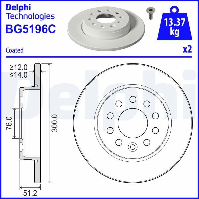 Bremžu diski DELPHI BG5196C 1