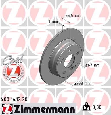 Bremžu diski ZIMMERMANN 400.1412.20 1