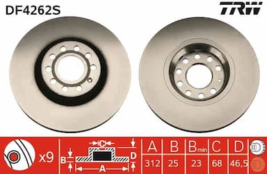 Bremžu diski TRW DF4262S 1