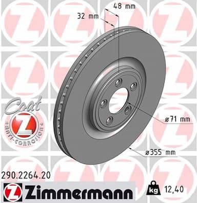 Bremžu diski ZIMMERMANN 290.2264.20 1