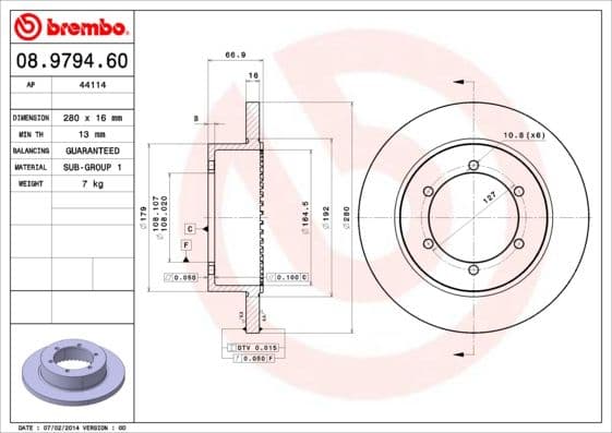 Bremžu diski BREMBO 08.9794.60 1