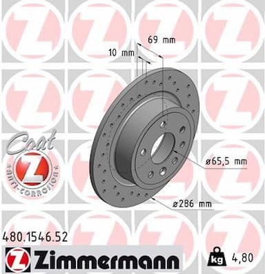 Bremžu diski ZIMMERMANN 480.1546.52 1