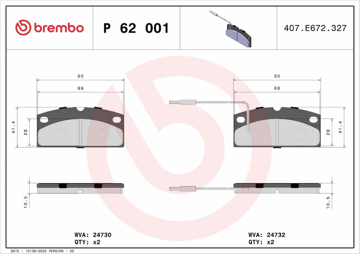 Bremžu uzliku kompl., Disku bremzes BREMBO P 62 001 1