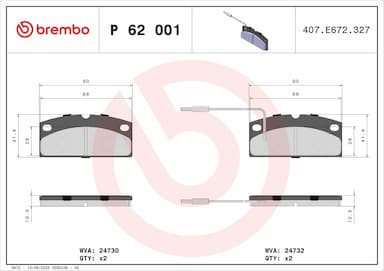 Bremžu uzliku kompl., Disku bremzes BREMBO P 62 001 1