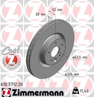 Bremžu diski ZIMMERMANN 610.3712.20 1