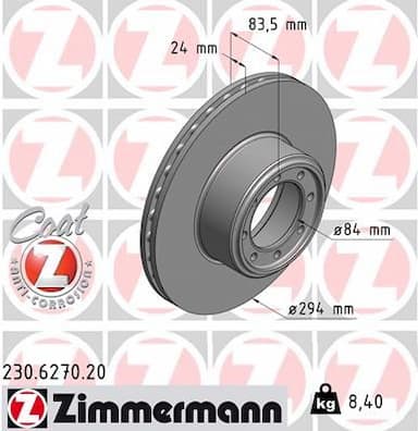 Bremžu diski ZIMMERMANN 230.6270.20 1