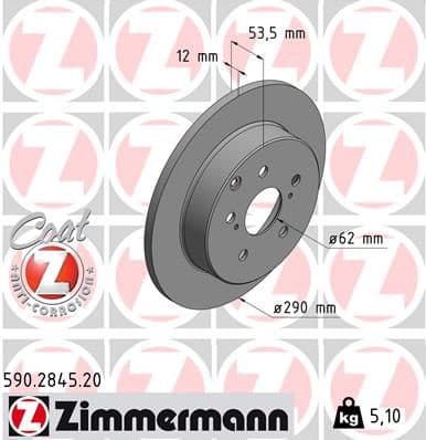 Bremžu diski ZIMMERMANN 590.2845.20 1