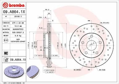 Bremžu diski BREMBO 09.A864.1X 1