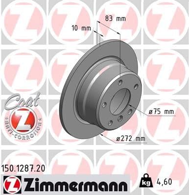 Bremžu diski ZIMMERMANN 150.1287.20 1