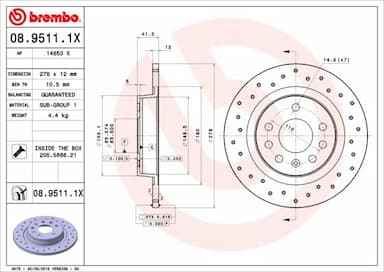 Bremžu diski BREMBO 08.9511.1X 1