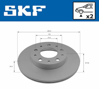 Bremžu diski SKF VKBD 80036 V2 2