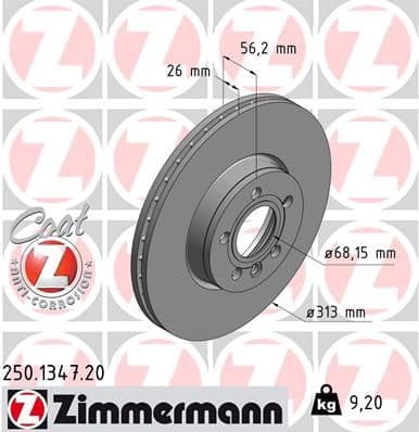 Bremžu diski ZIMMERMANN 250.1347.20 1