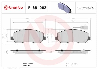 Bremžu uzliku kompl., Disku bremzes BREMBO P 68 062 1