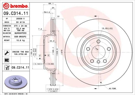 Bremžu diski BREMBO 09.C314.11 1