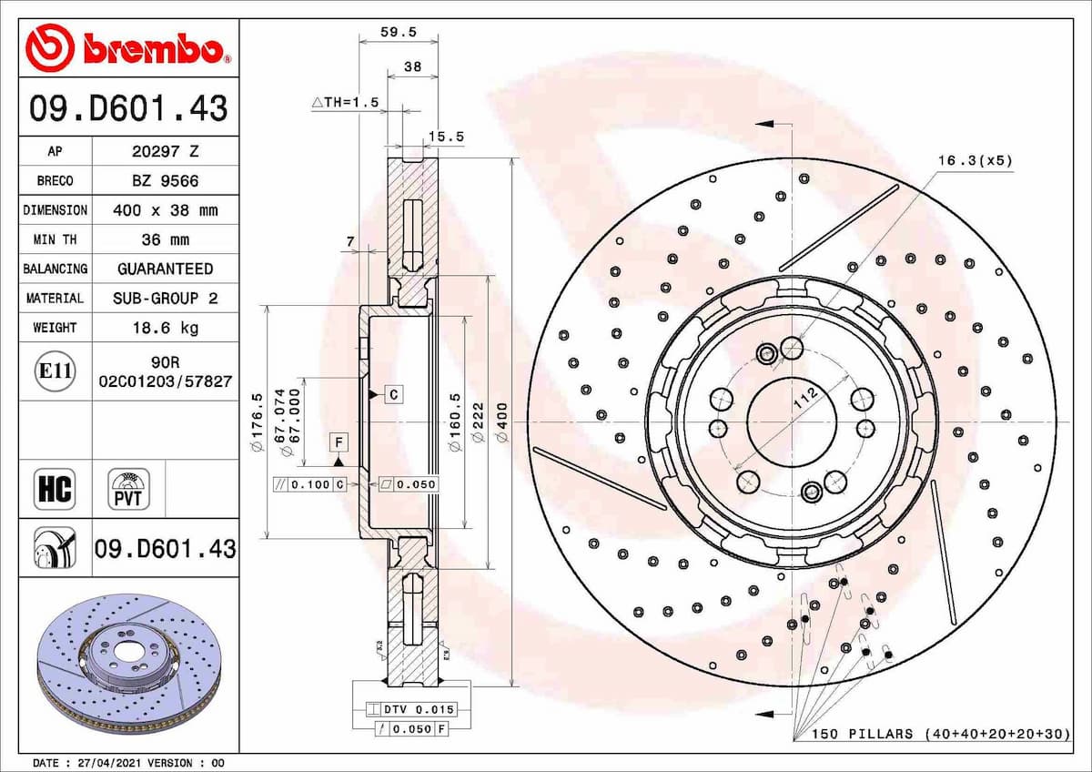 Bremžu diski BREMBO 09.D601.43 1