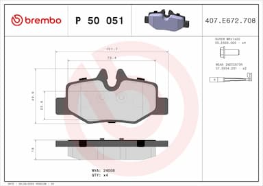 Bremžu uzliku kompl., Disku bremzes BREMBO P 50 051 1