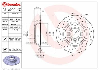 Bremžu diski BREMBO 08.A202.1X 1