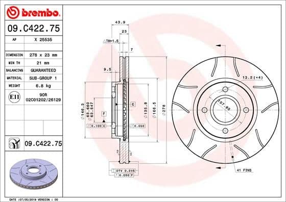 Bremžu diski BREMBO 09.C422.75 1