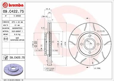 Bremžu diski BREMBO 09.C422.75 1