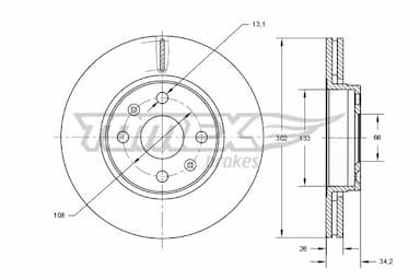 Bremžu diski TOMEX Brakes TX 73-62 1