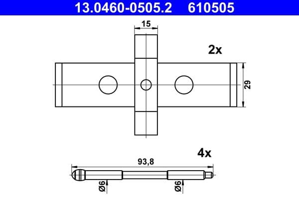 Piederumu komplekts, Disku bremžu uzlikas ATE 13.0460-0505.2 1