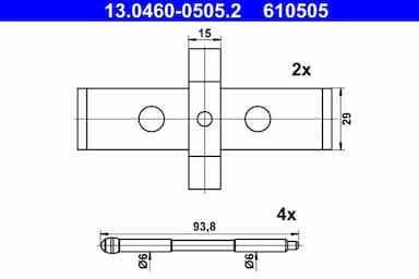 Piederumu komplekts, Disku bremžu uzlikas ATE 13.0460-0505.2 1