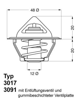 Termostats, Dzesēšanas šķidrums BorgWarner (Wahler) 3017.92D50 1