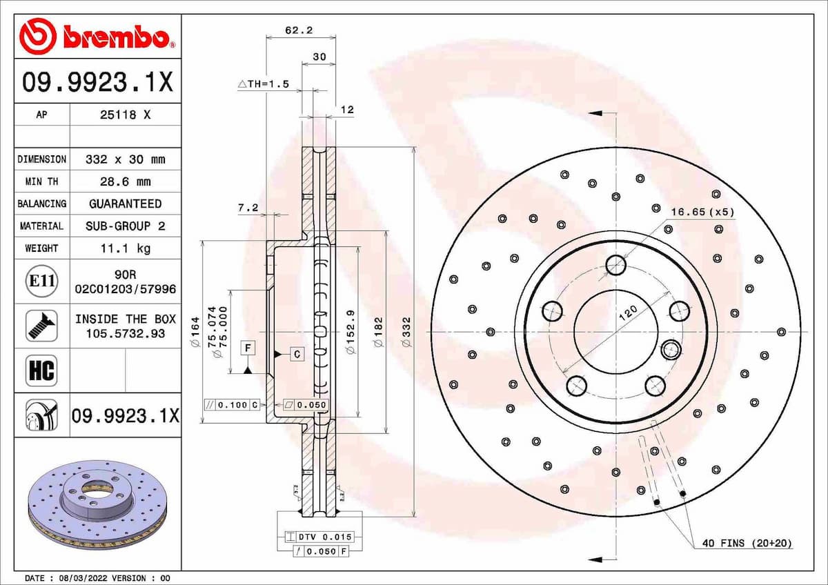 Bremžu diski BREMBO 09.9923.1X 1