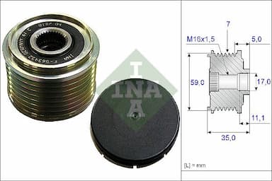 Ģeneratora brīvgaitas mehānisms INA 535 0159 10 1