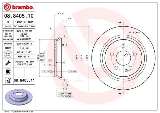 Bremžu diski BREMBO 08.8405.11 1