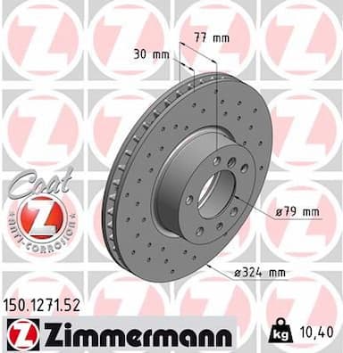 Bremžu diski ZIMMERMANN 150.1271.52 1