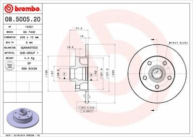 Bremžu diski BREMBO 08.5005.20 1