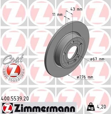 Bremžu diski ZIMMERMANN 400.5539.20 1