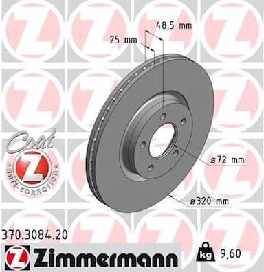 Bremžu diski ZIMMERMANN 370.3084.20 1