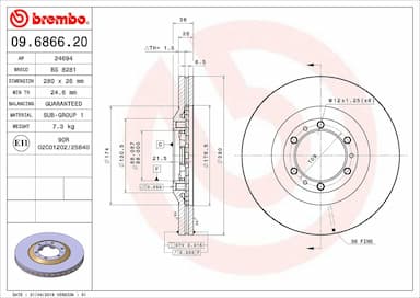 Bremžu diski BREMBO 09.6866.20 1